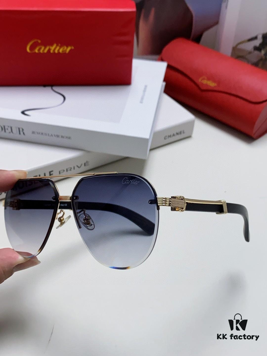 Cartier 2024 Vintage Style Double-Bar Prescription Sunglasses, UV Protection, Oversized Frame for Large Faces, Men's Driving Sunglasses