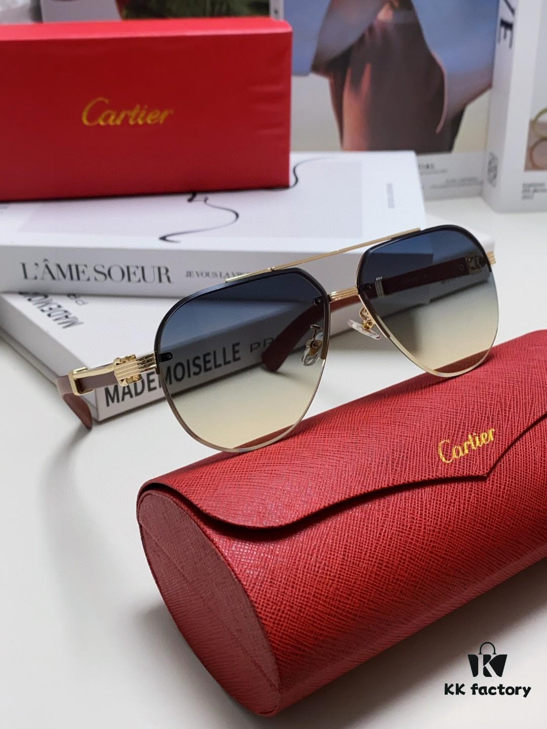 Cartier 2024 Retro Double-Bridge Myopia Sunglasses, UV Protection, Oversized Frame, Unisex Sun Glasses for Driving
