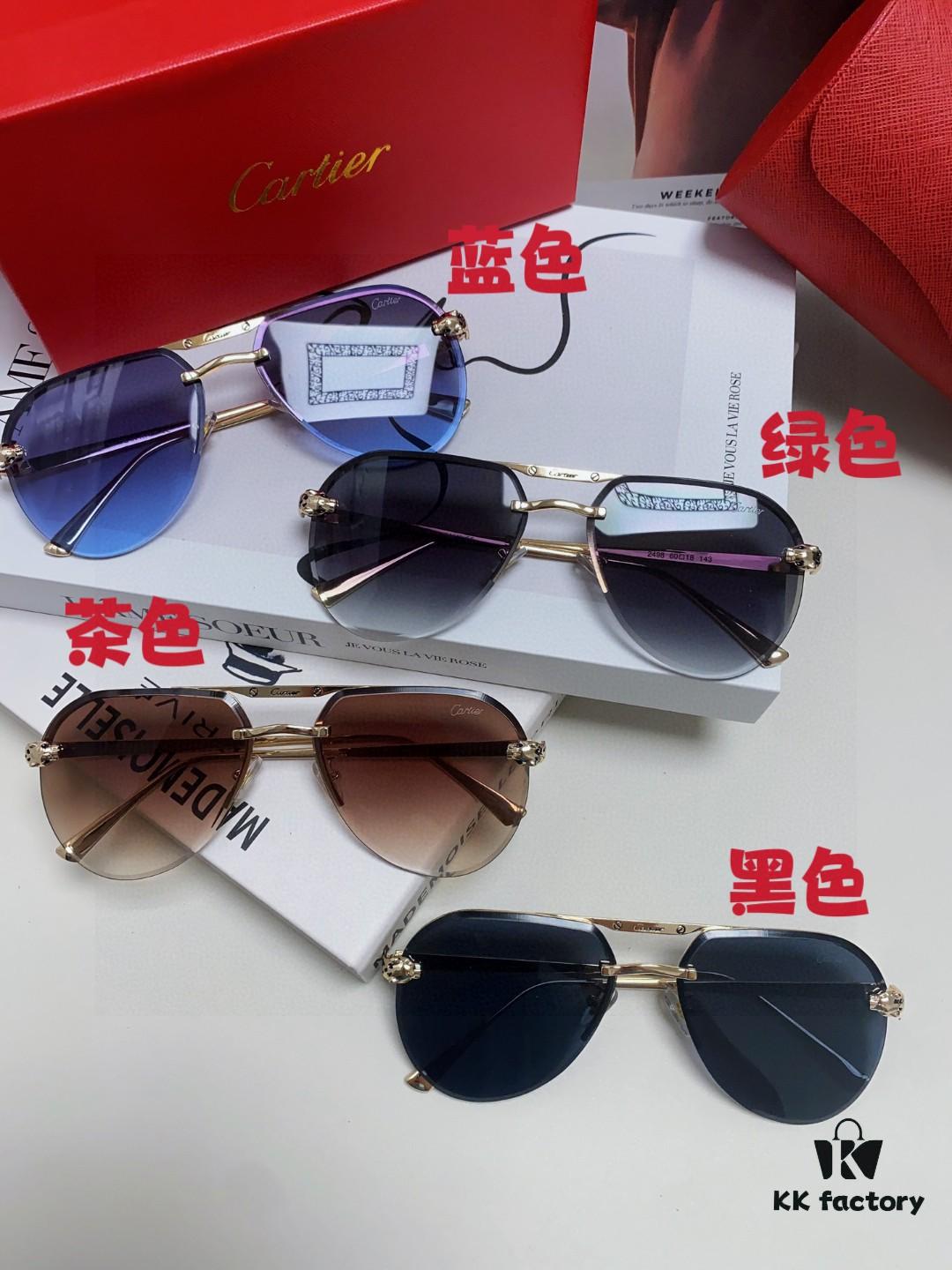 Cartier Unisex Round-Framed Sunglasses, New Lightweight Metal Sunglasses for Men and Women, Fashionable and Elegant Driving Sunglasses