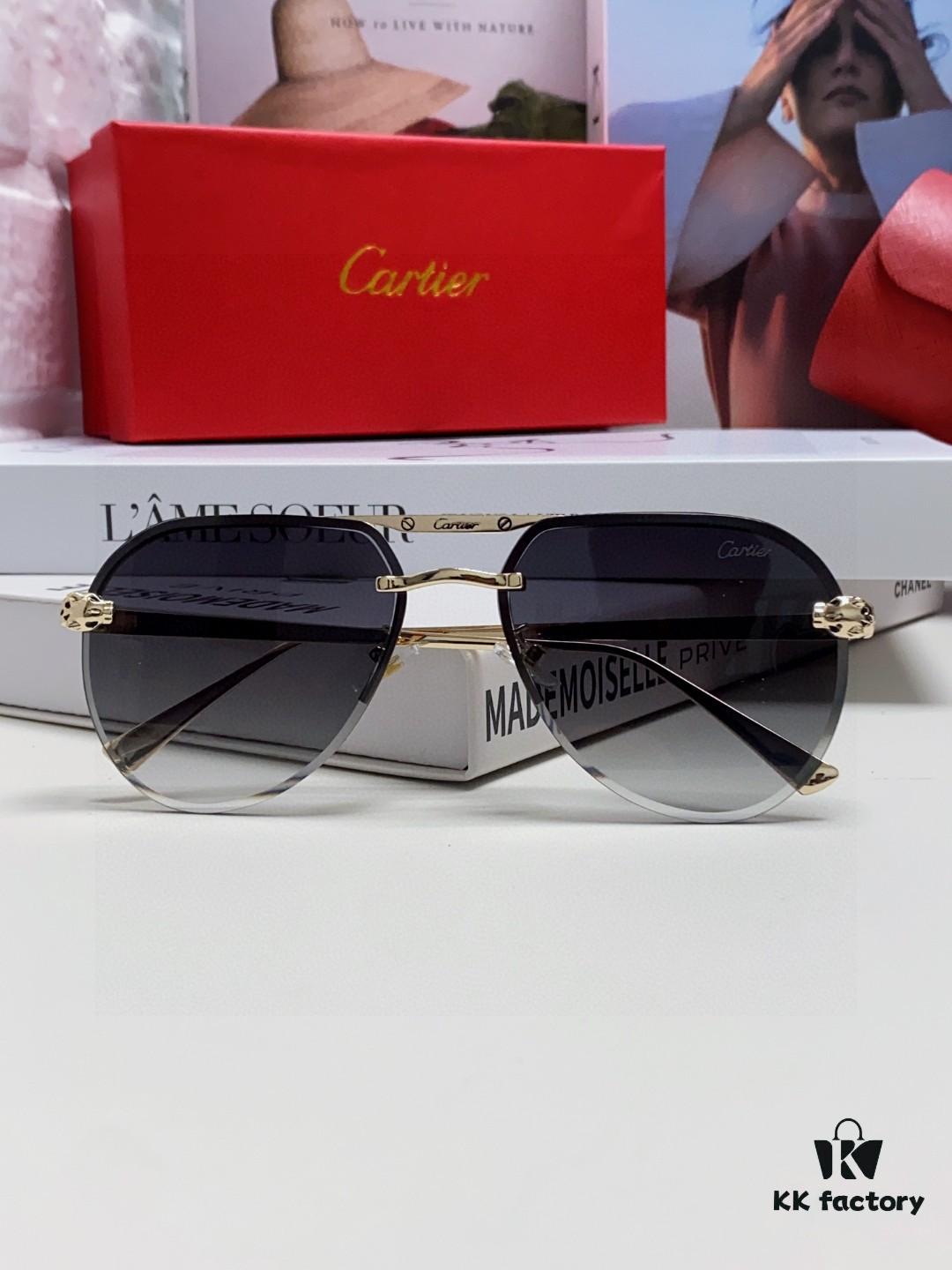 Cartier Unisex Round Frame Sunglasses, Lightweight Metal Aviator Sun Glasses for Men and Women, Luxury Fashion Driving Eyewear