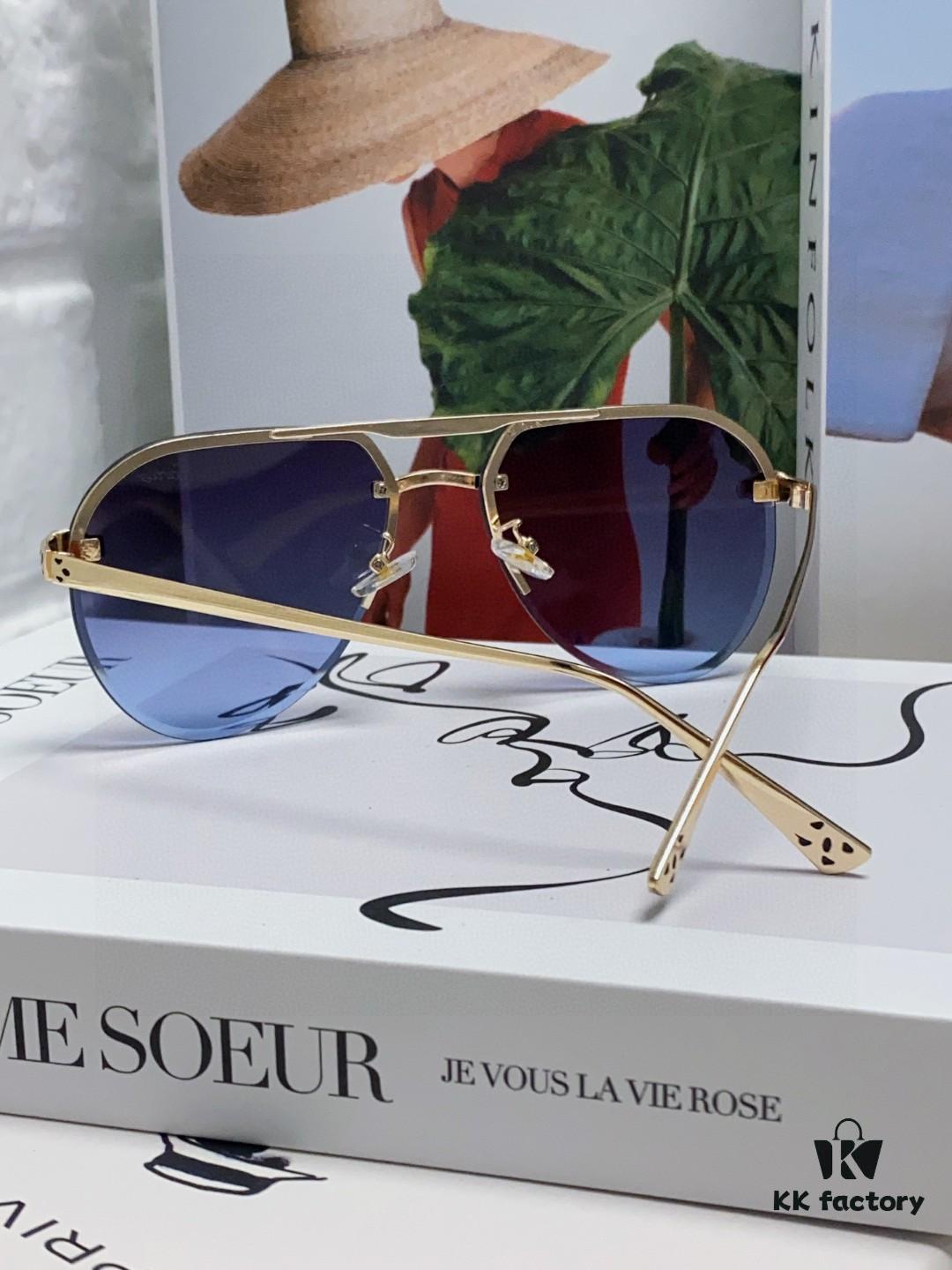 Cartier Unisex Round-Framed Sunglasses, New Lightweight Metal Sun Glasses for Men and Women, Fashionable and Elegant Driving Sunglasses