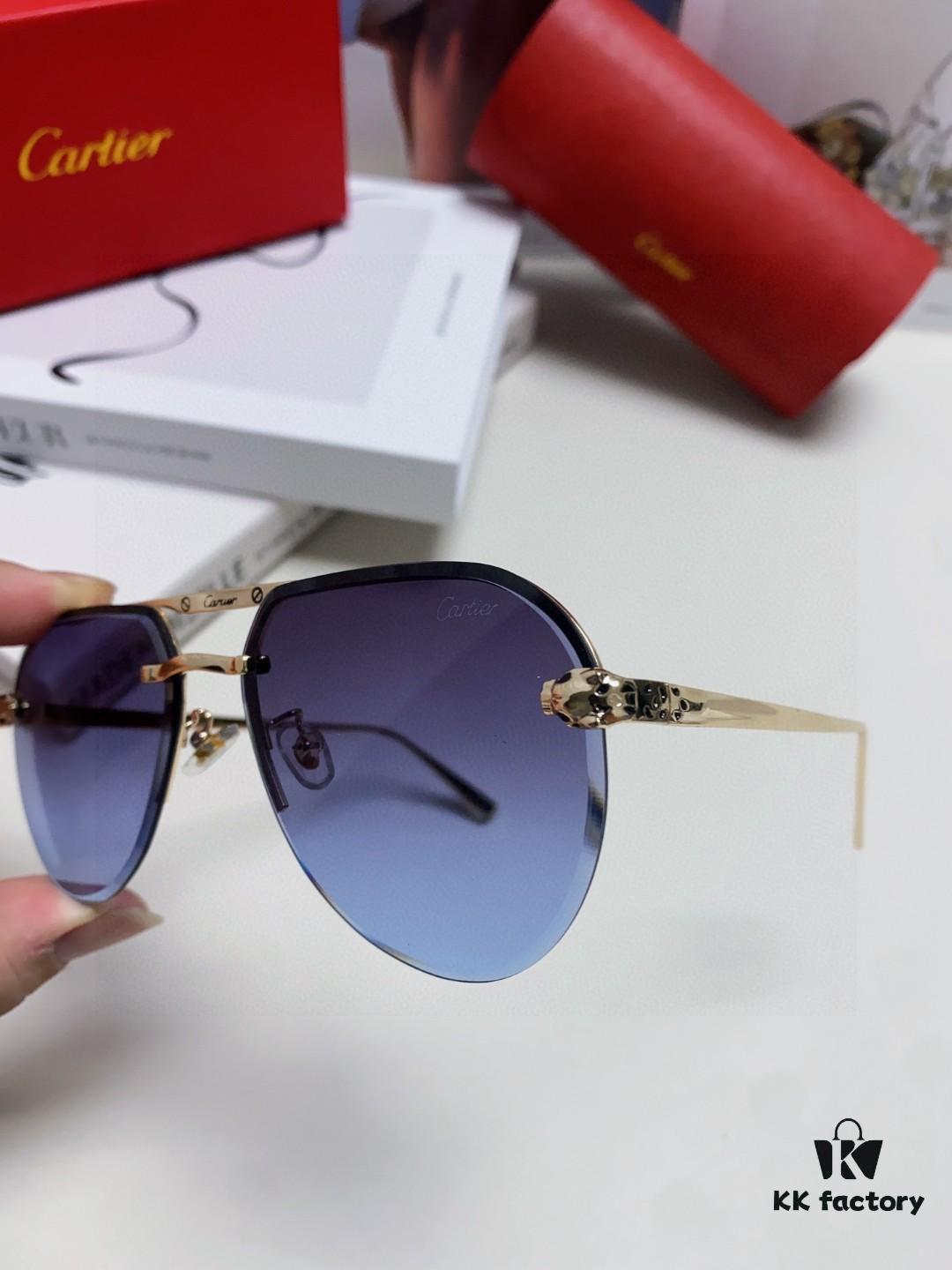 Cartier Unisex Round-Framed Sunglasses, New Lightweight Metal Sun Glasses for Men and Women, Fashionable and Elegant Driving Sunglasses