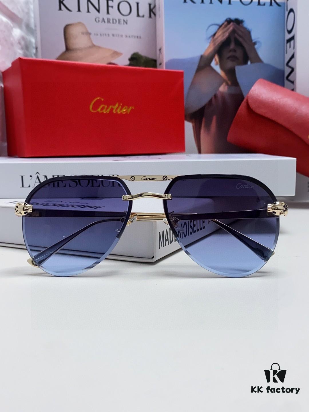 Cartier Unisex Round-Framed Sunglasses, New Lightweight Metal Sun Glasses for Men and Women, Fashionable and Elegant Driving Sunglasses
