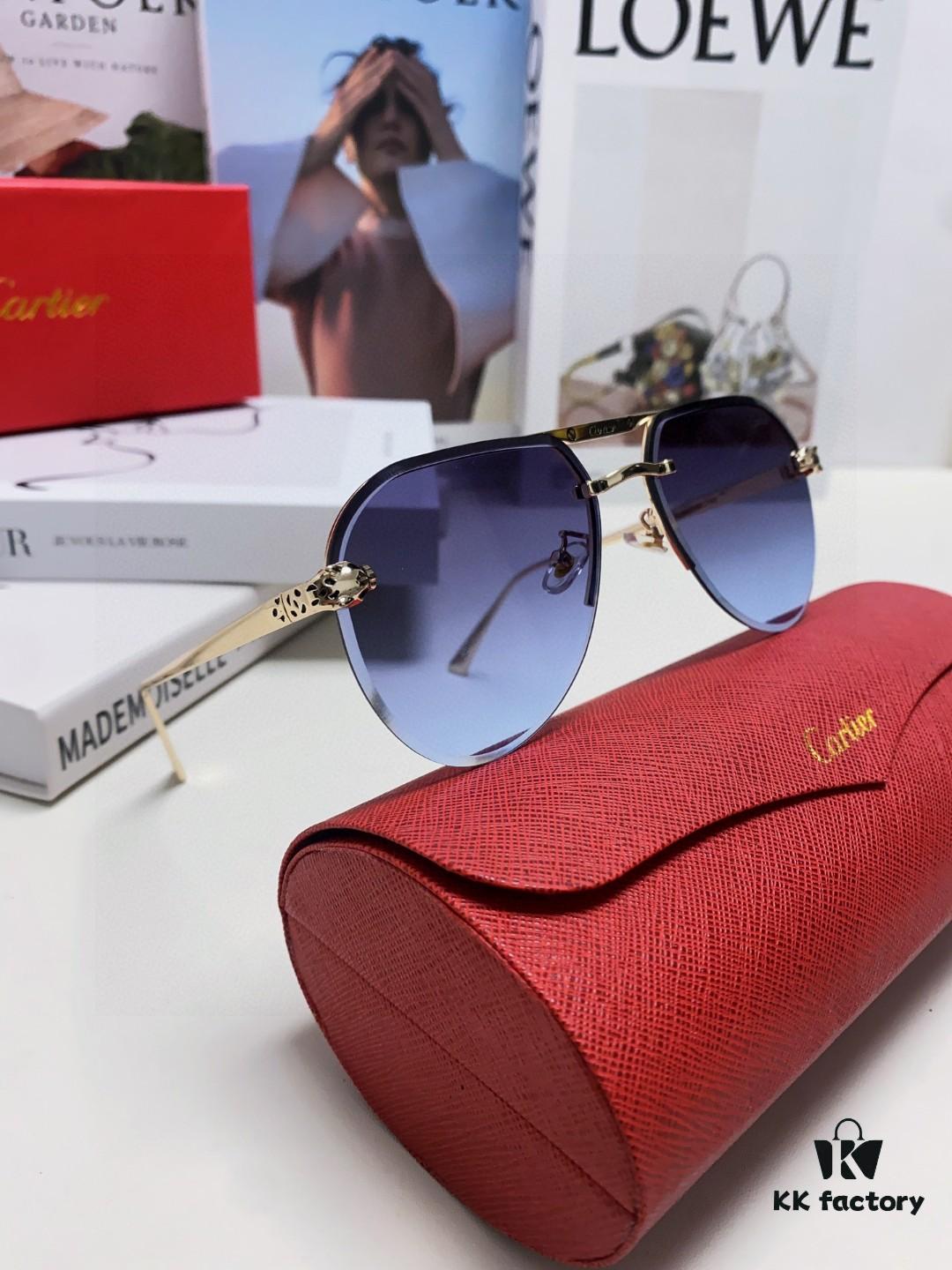 Cartier Unisex Round-Framed Sunglasses, New Lightweight Metal Sun Glasses for Men and Women, Fashionable and Elegant Driving Sunglasses