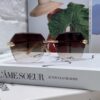 Cartier 2024 New Collection Frameless Sunglasses for Women, Classic Leopard-Print Temples, Diamond-Cut Edges, Premium Gradient Lenses, Oversized Sun Glasses
