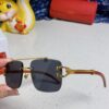 Cartier 2025 New Arrival Wooden Texture Panther Decorated Frameless Bar Square Sunglasses, Gradient Color Tinted Lens, Fashion Retro Street Style Sun Glasses