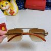 Cartier 2025 New Wooden Texture Panther Decorated Frameless Bar Square Sunglasses, Fashionable Retro Gradient Color Sunglasses for Street Snap