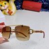 Cartier 2025 New Wooden Texture Panther Decorated Frameless Bar Square Sunglasses, Fashionable Retro Gradient Color Sunglasses for Street Snap