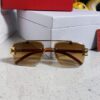 Cartier 2025 New Wooden Texture Panther Decorated Frameless Bar Square Sunglasses, Fashionable Retro Gradient Color Sunglasses for Street Snap