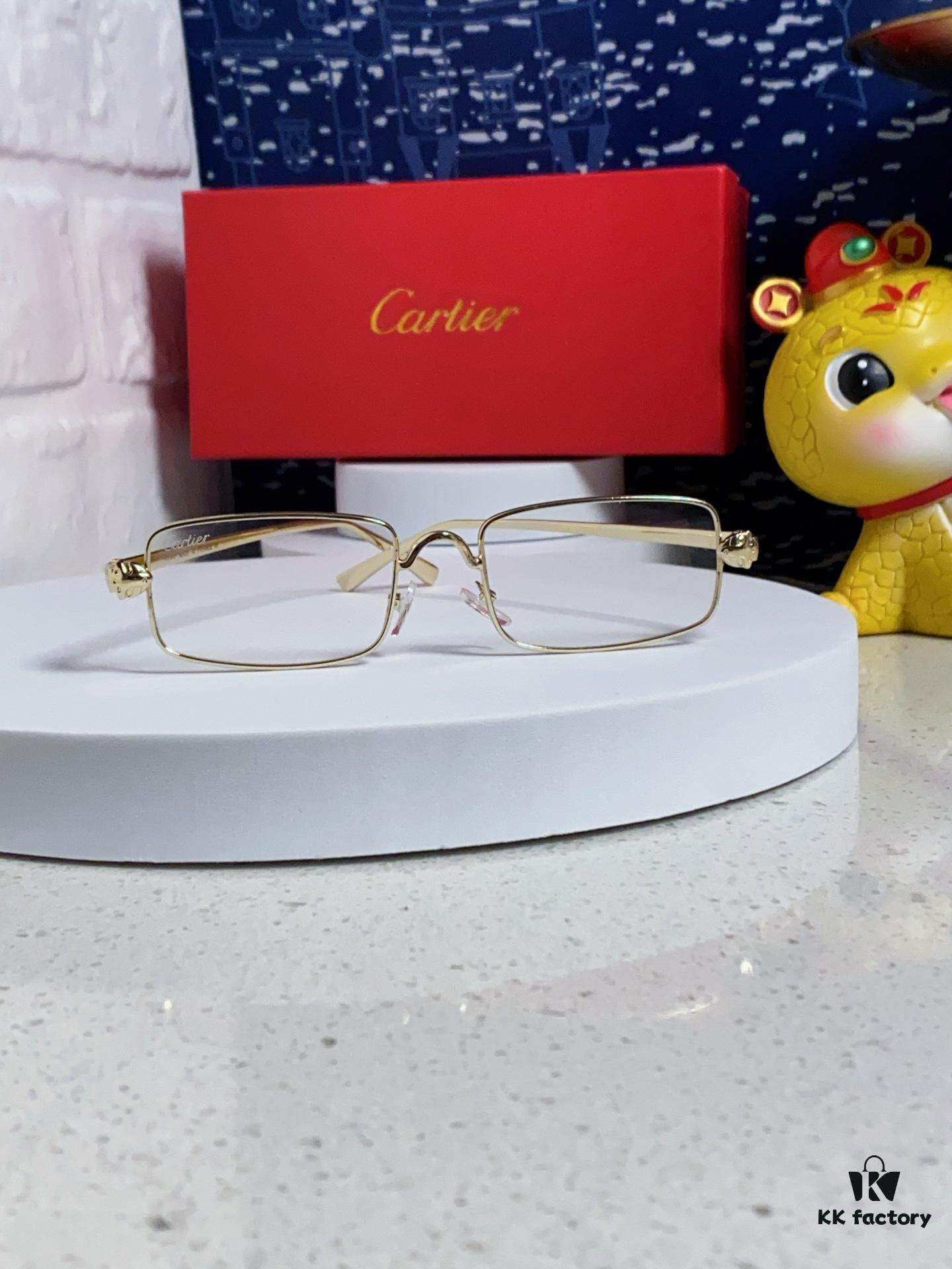 Cartier 2025 Latest Metal Square Sunglasses for Men, Retro European and American Style Small Frame Leopard Design Fashion Sunglasses for Women, CT0473S