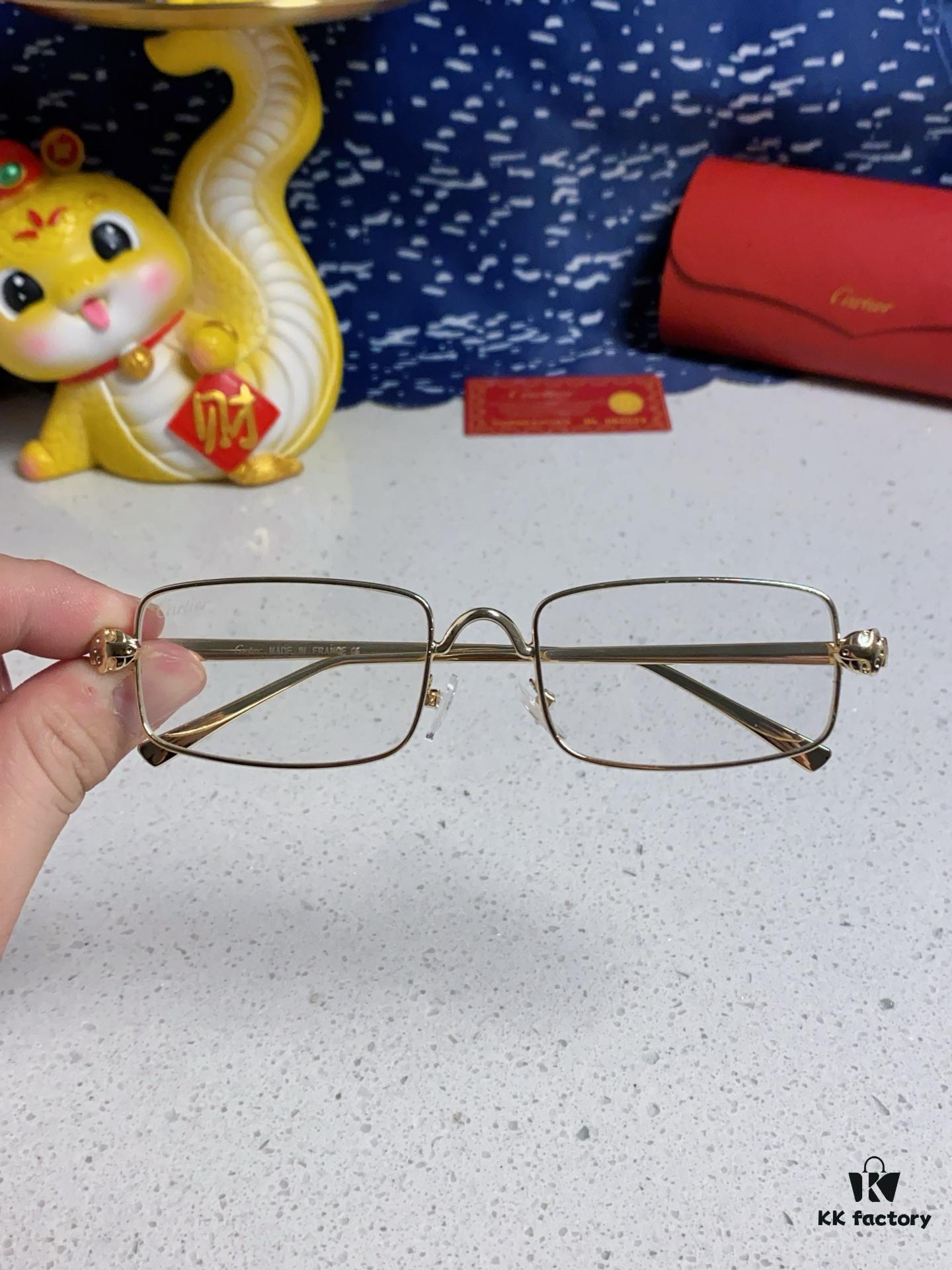 Cartier 2025 Latest Metal Square Sunglasses for Men, Retro European and American Style Small Frame Leopard Design Fashion Sunglasses for Women, CT0473S