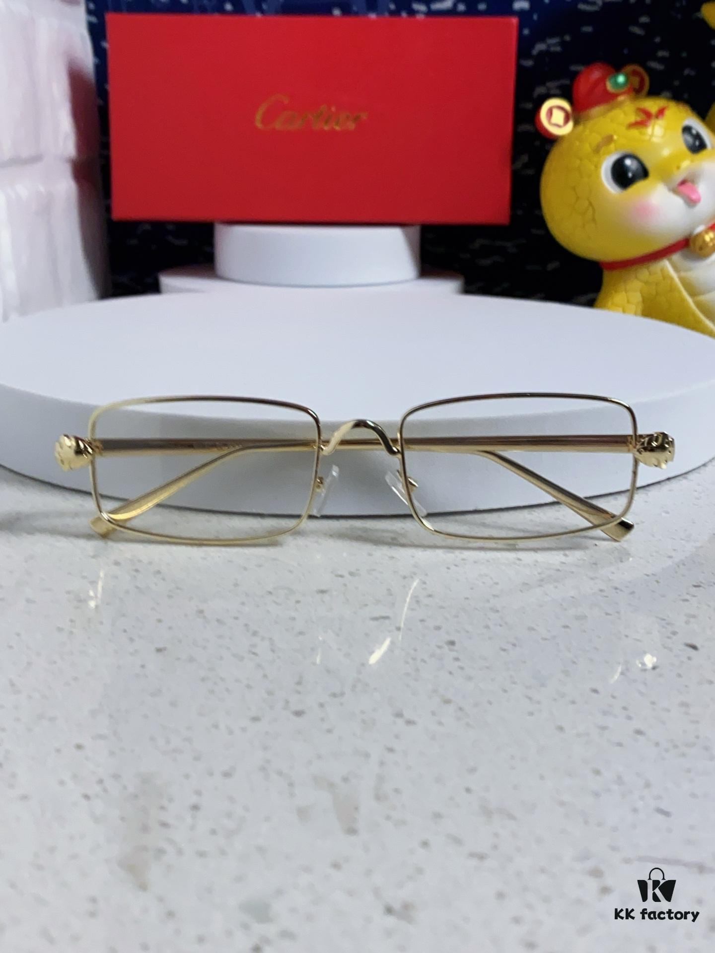 Cartier 2025 Latest Metal Square Sunglasses for Men, Retro European and American Style Small Frame Leopard Design Fashion Sunglasses for Women, CT0473S