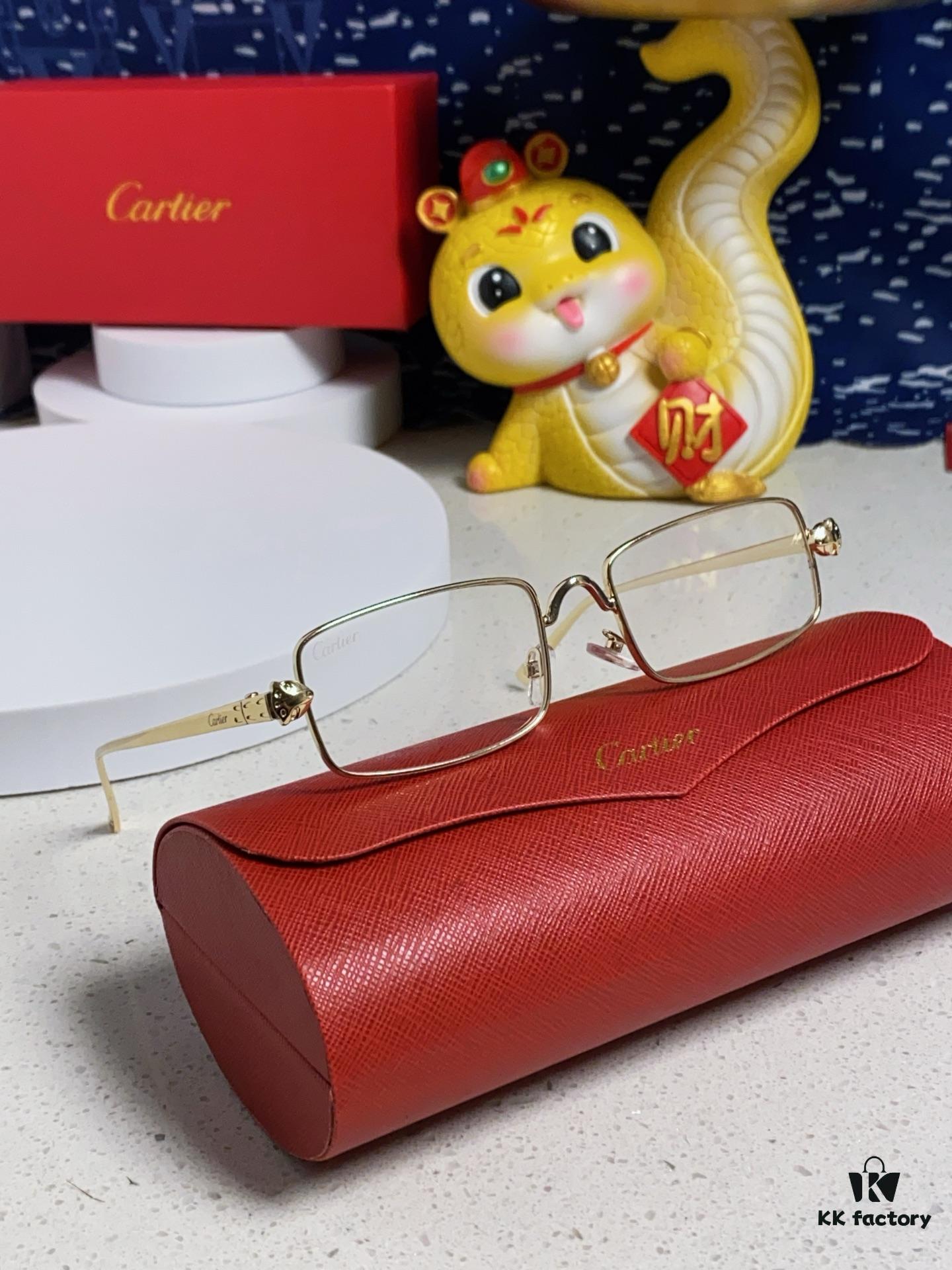 Cartier 2025 Latest Metal Square Sunglasses for Men, Retro European and American Style Small Frame Leopard Design Fashion Sunglasses for Women, CT0473S