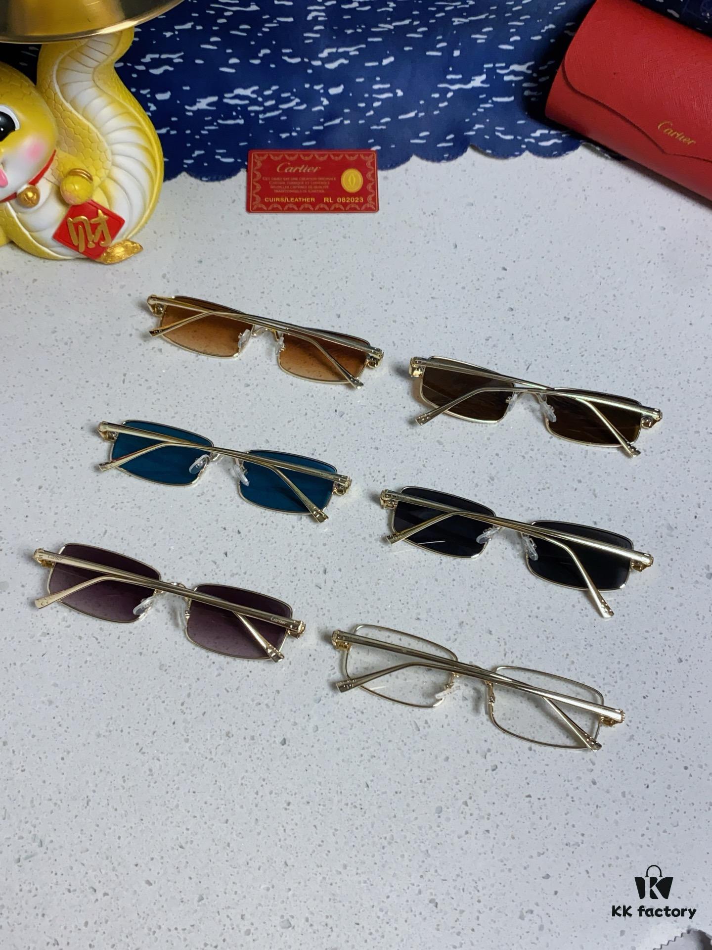 Cartier 2025 Latest Metal Square Sunglasses for Men, Retro European and American Style Small Frame Leopard Design Fashion Sunglasses for Women, CT0473S