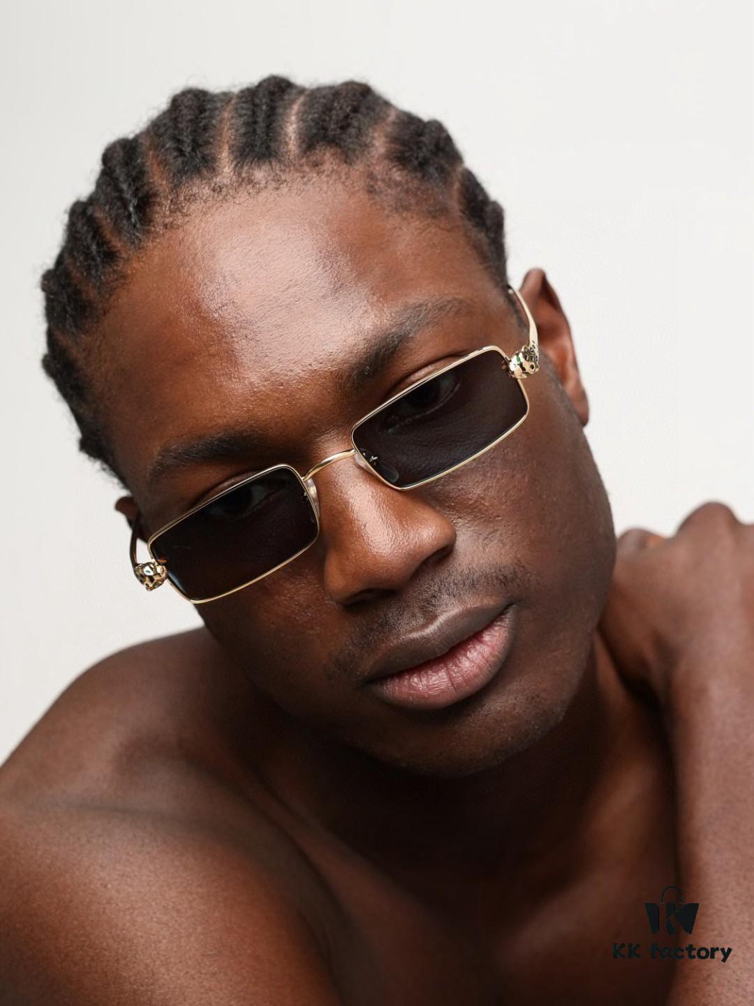 Cartier 2025 Newest Metal Square Sunglasses Unisex, European and American Retro Stylish Small Frame Leopard Design Fashion Sunglasses CT0473S