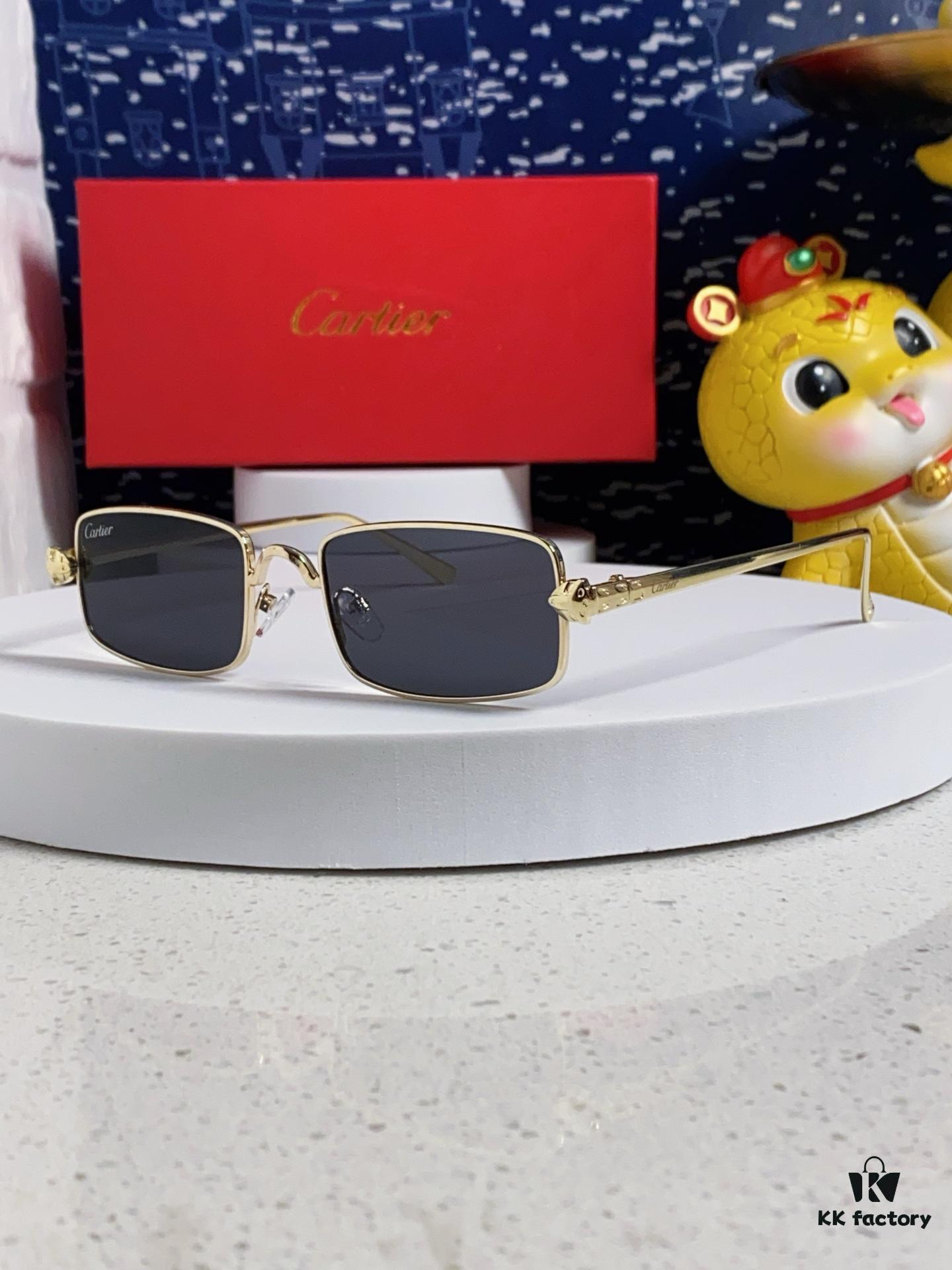 Cartier 2025 Newest Metal Square Sunglasses Unisex, European and American Retro Stylish Small Frame Leopard Design Fashion Sunglasses CT0473S
