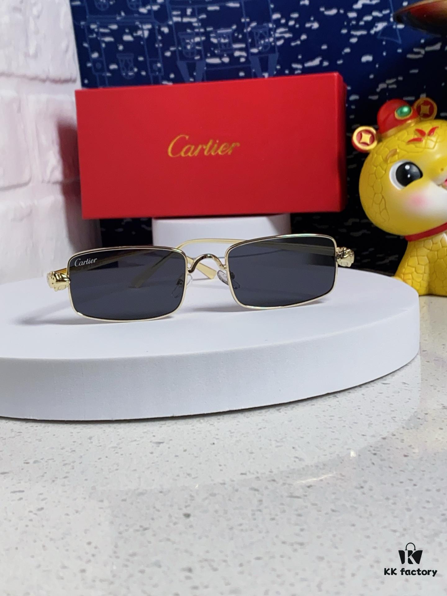 Cartier 2025 Newest Metal Square Sunglasses Unisex, European and American Retro Stylish Small Frame Leopard Design Fashion Sunglasses CT0473S