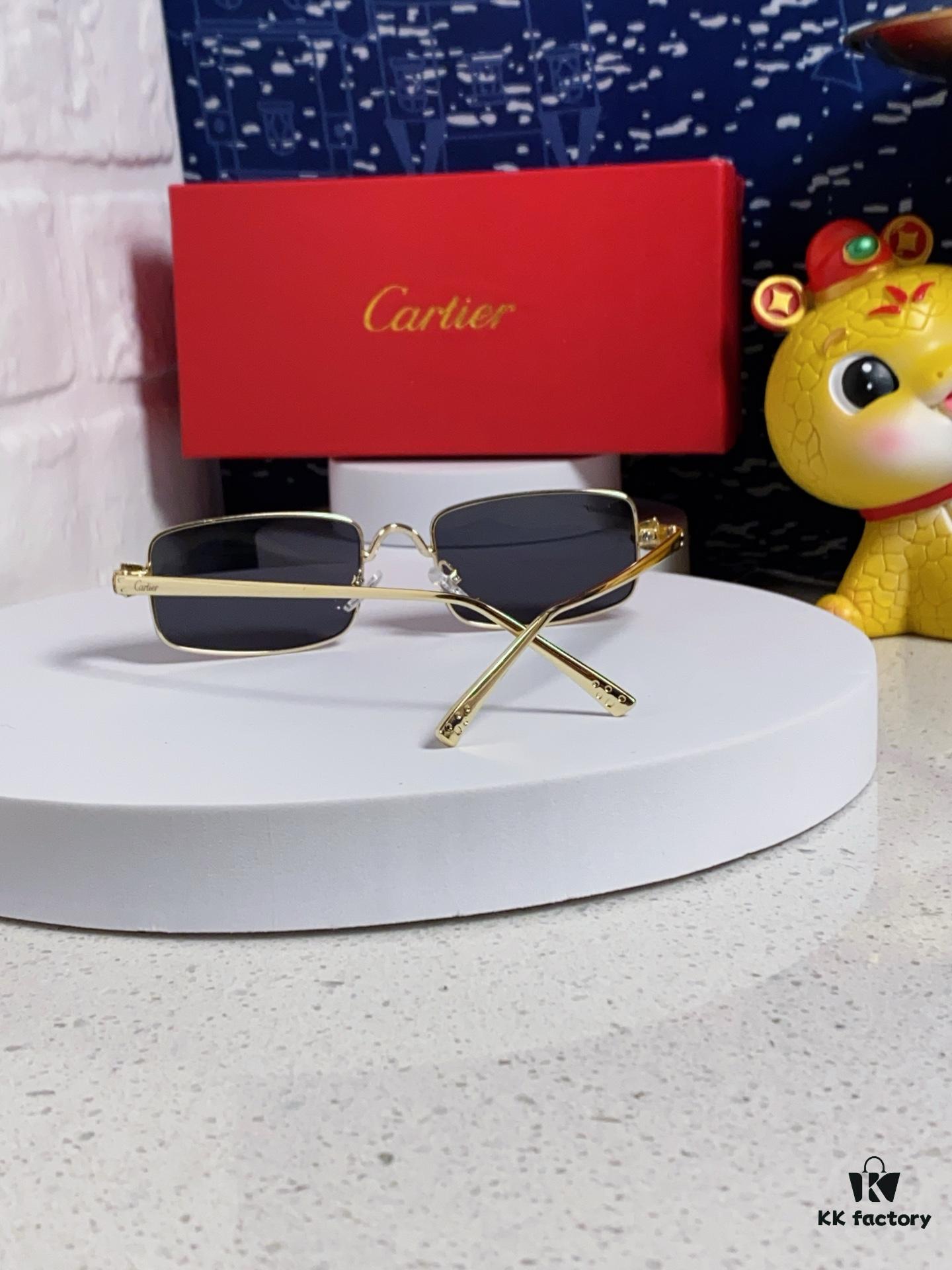 Cartier 2025 Newest Metal Square Sunglasses Unisex, European and American Retro Stylish Small Frame Leopard Design Fashion Sunglasses CT0473S