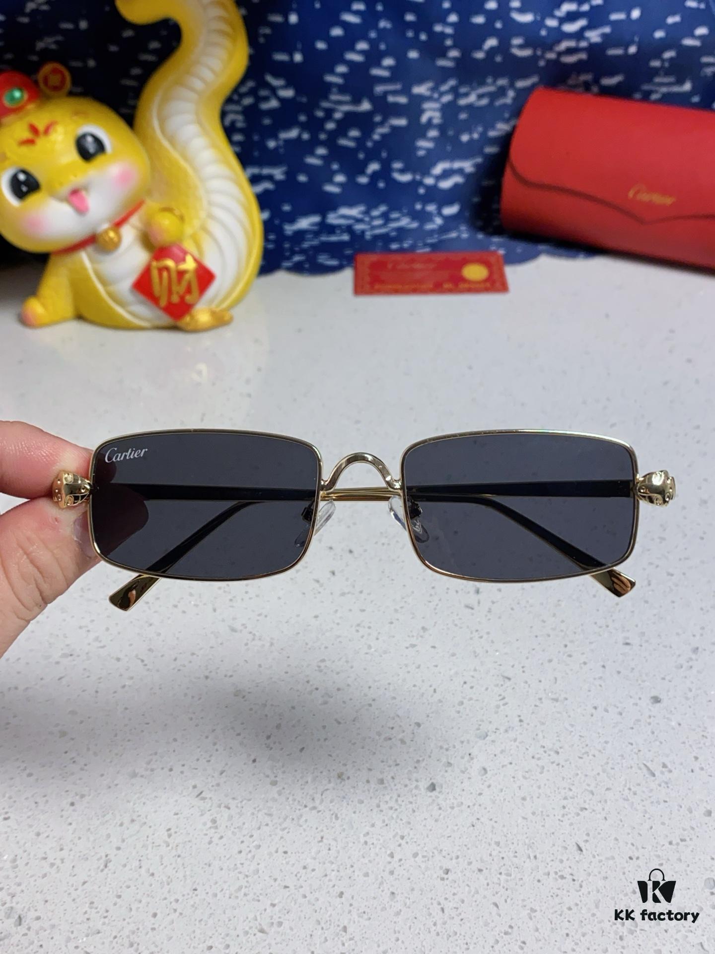 Cartier 2025 Newest Metal Square Sunglasses Unisex, European and American Retro Stylish Small Frame Leopard Design Fashion Sunglasses CT0473S