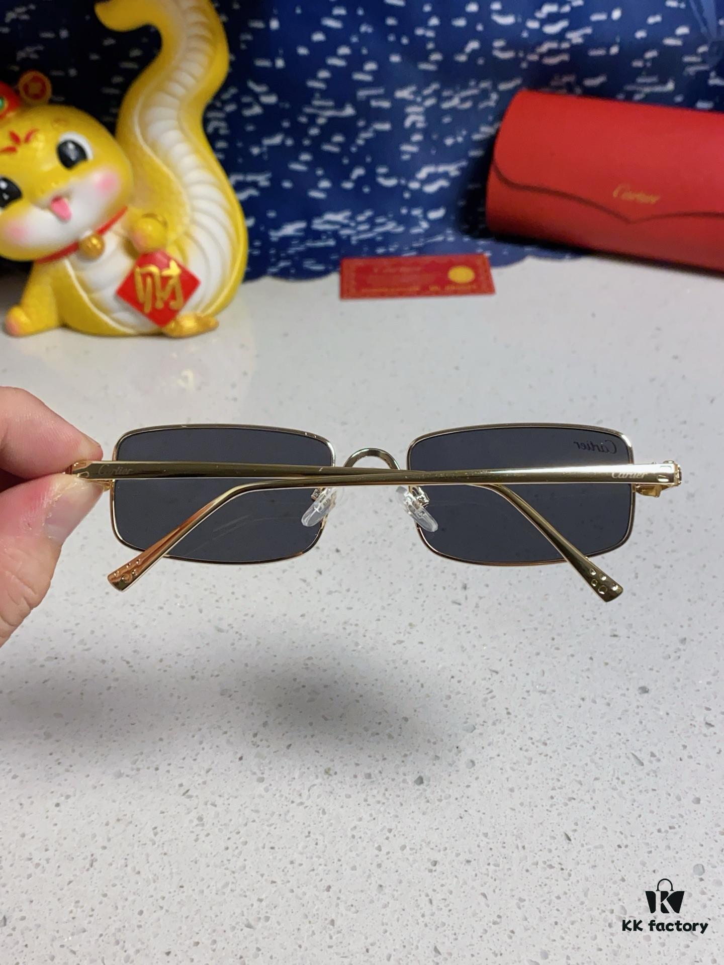 Cartier 2025 Newest Metal Square Sunglasses Unisex, European and American Retro Stylish Small Frame Leopard Design Fashion Sunglasses CT0473S