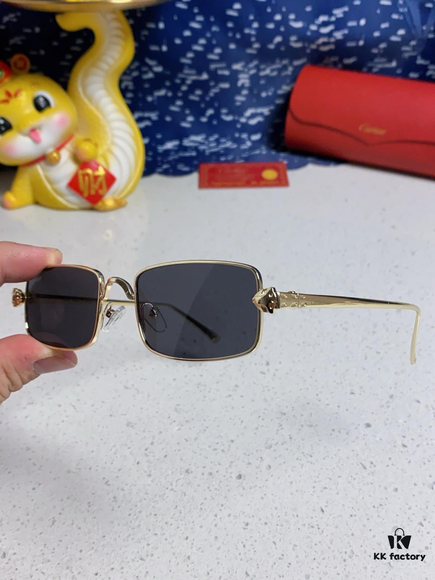 Cartier 2025 Newest Metal Square Sunglasses Unisex, European and American Retro Stylish Small Frame Leopard Design Fashion Sunglasses CT0473S