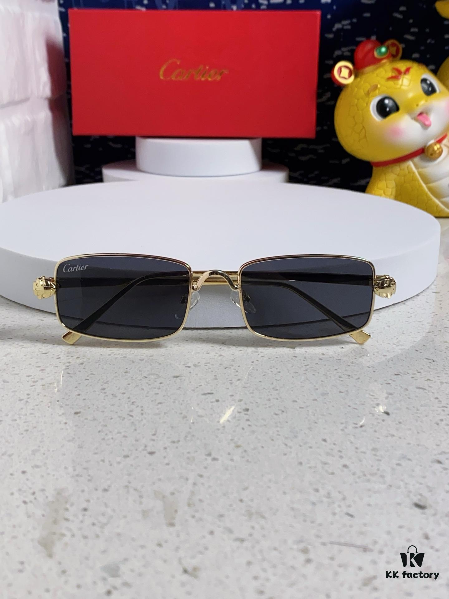 Cartier 2025 Newest Metal Square Sunglasses Unisex, European and American Retro Stylish Small Frame Leopard Design Fashion Sunglasses CT0473S