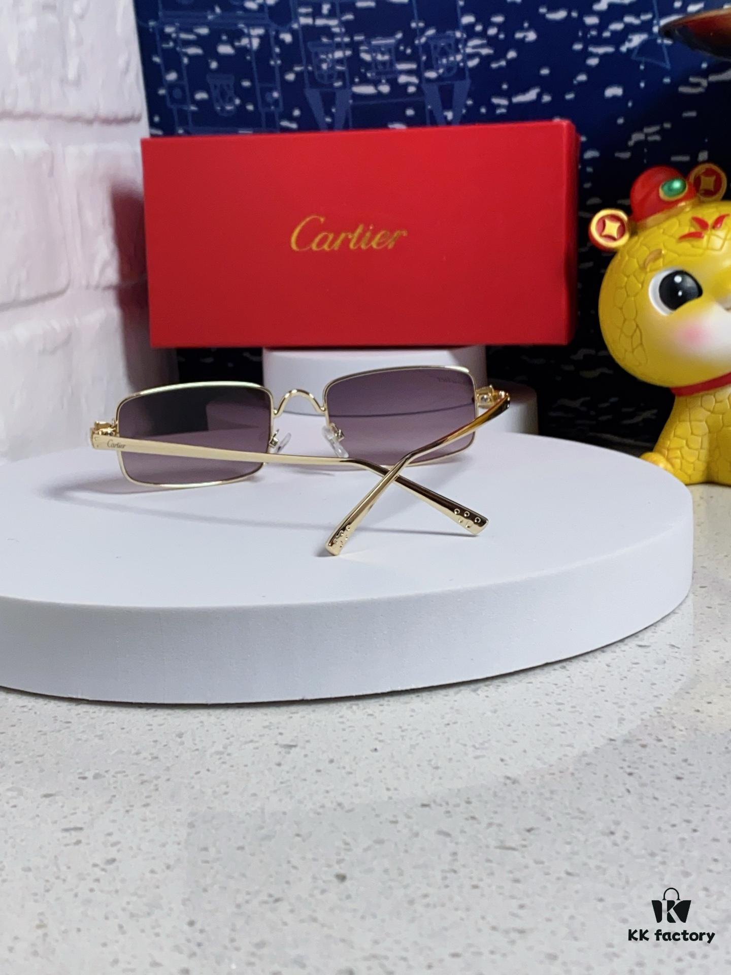 Cartier 2025 Newest Metal Square Sunglasses for Men, European and American Retro Trend Small Frame Leopard Design Fashion Sunglasses for Women, CT0473S