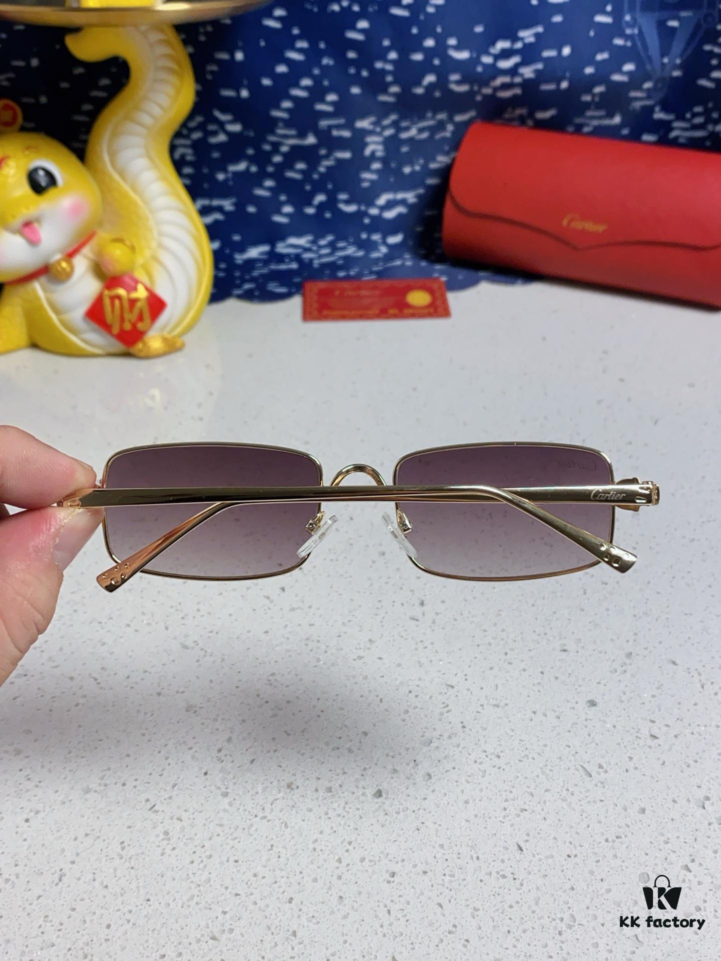 Cartier 2025 Newest Metal Square Sunglasses for Men, European and American Retro Trend Small Frame Leopard Design Fashion Sunglasses for Women, CT0473S