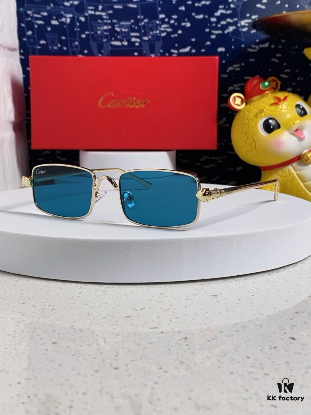 Cartier 2025 Newest Metal Square Sunglasses for Men and Women, European and American Retro Trend Small Frame Leopard Design Fashionable Eyewear CT0473S