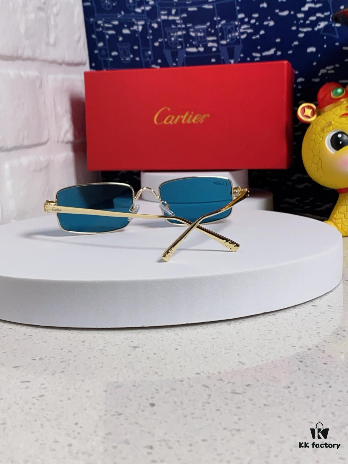 Cartier 2025 Newest Metal Square Sunglasses for Men and Women, European and American Retro Trend Small Frame Leopard Design Fashionable Eyewear CT0473S