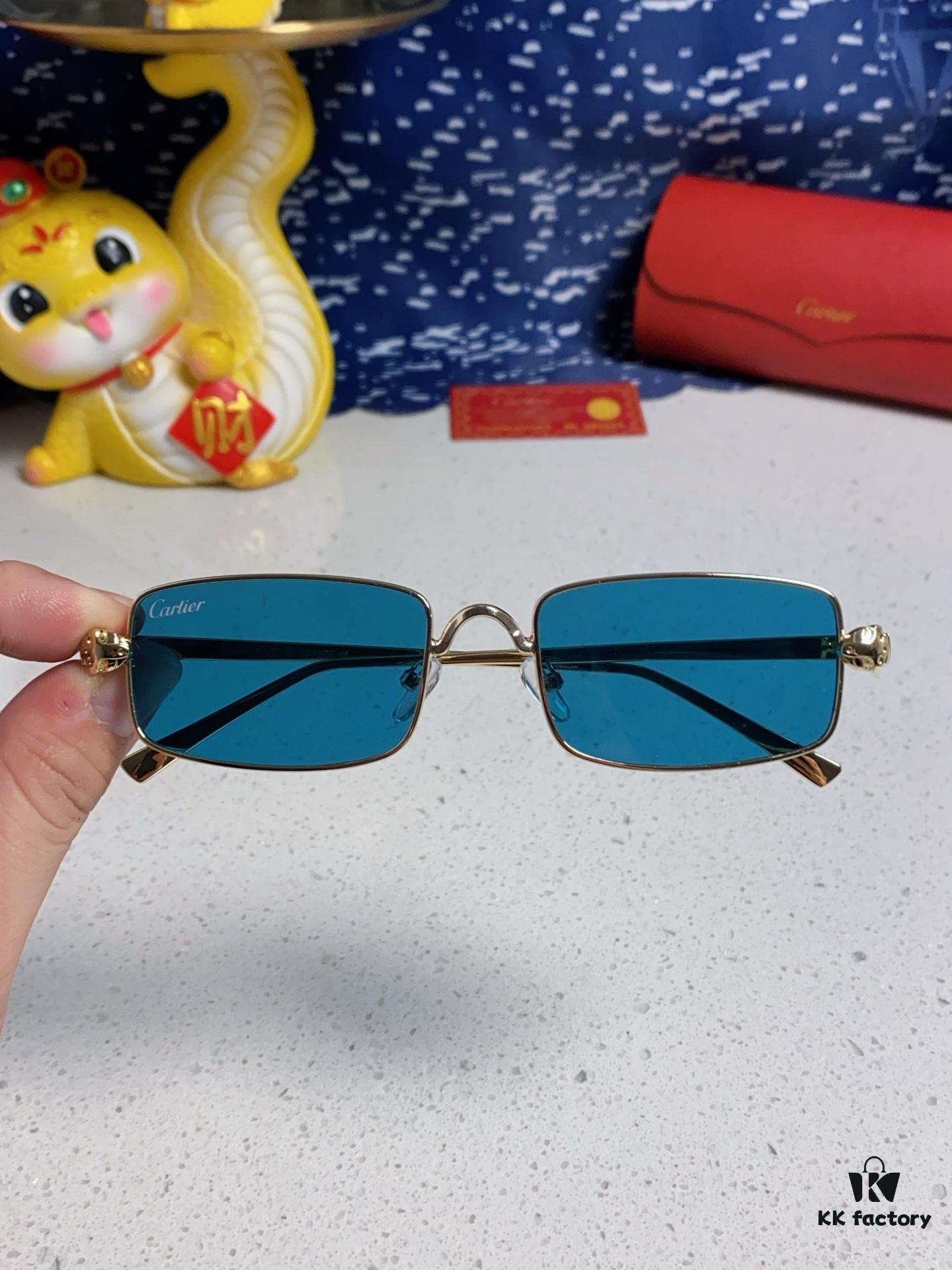 Cartier 2025 Newest Metal Square Sunglasses for Men and Women, European and American Retro Trend Small Frame Leopard Design Fashionable Eyewear CT0473S