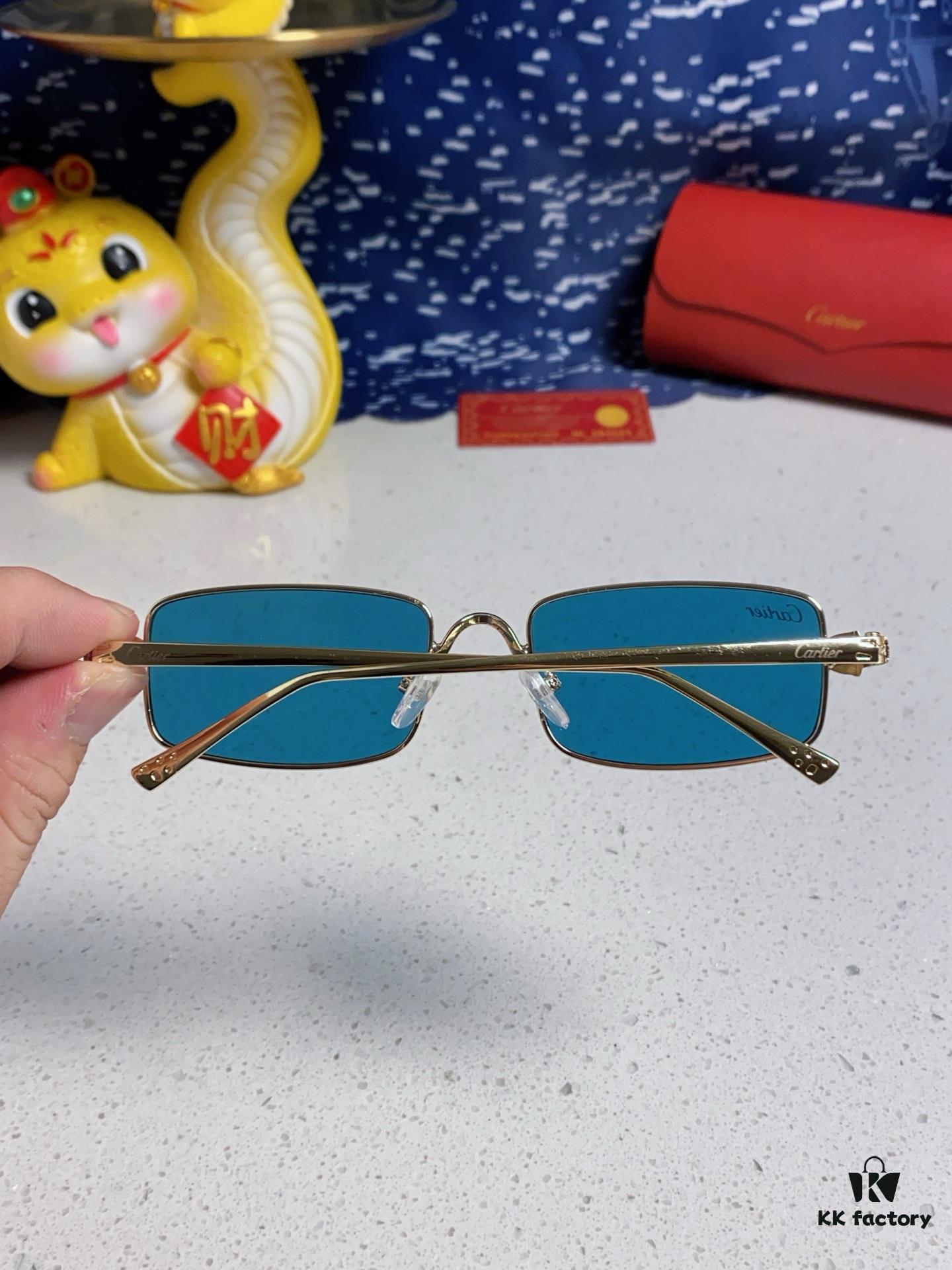 Cartier 2025 Newest Metal Square Sunglasses for Men and Women, European and American Retro Trend Small Frame Leopard Design Fashionable Eyewear CT0473S