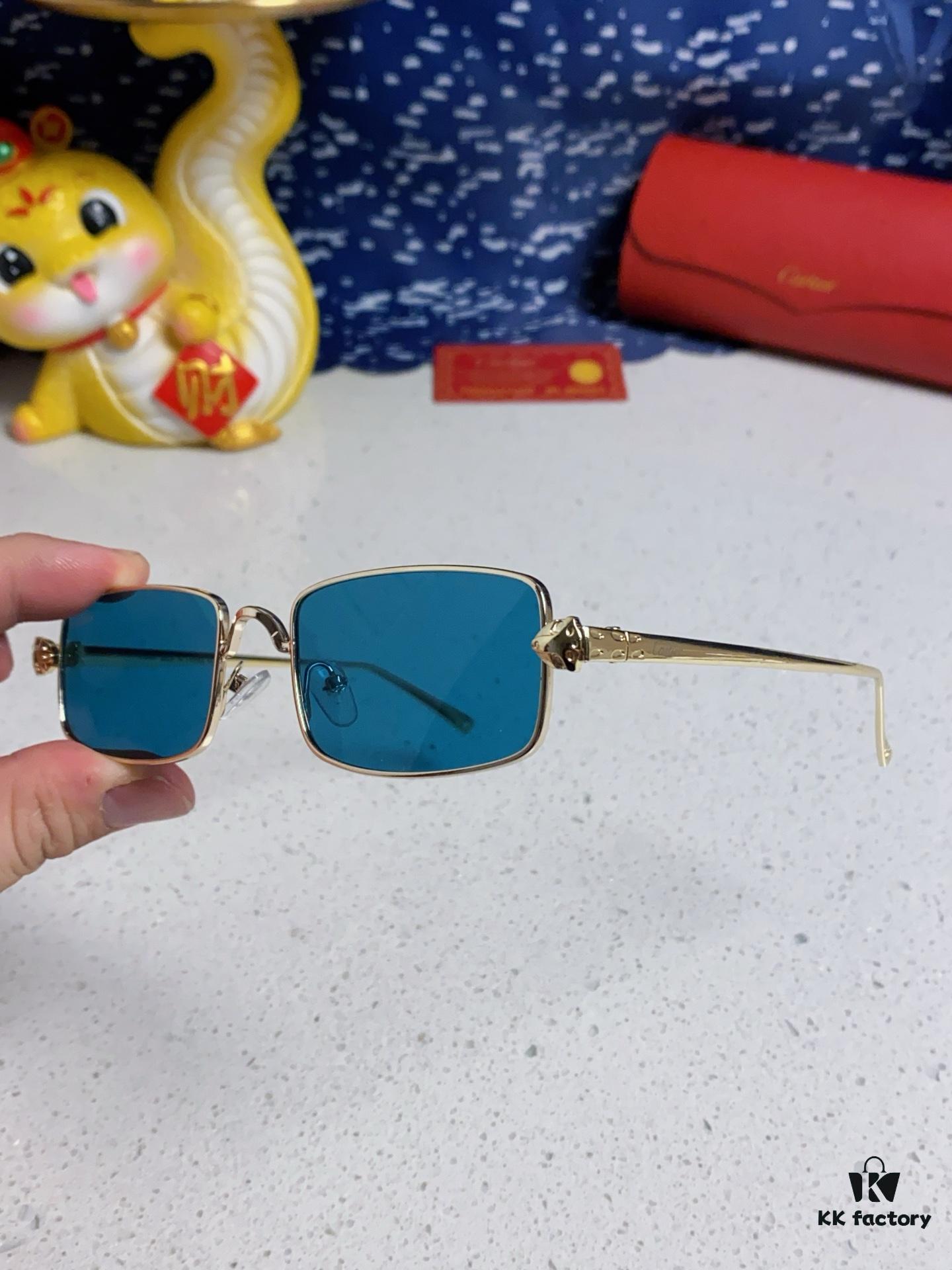 Cartier 2025 Newest Metal Square Sunglasses for Men and Women, European and American Retro Trend Small Frame Leopard Design Fashionable Eyewear CT0473S