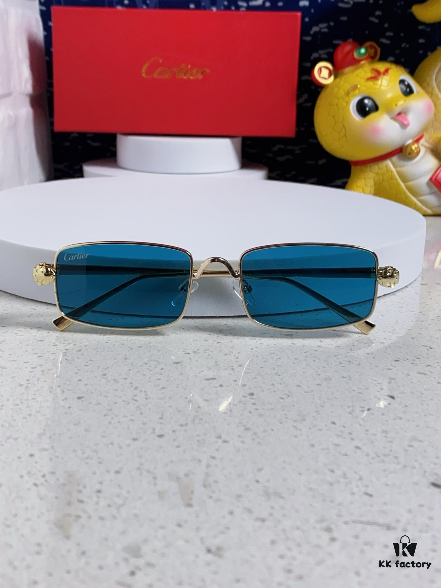 Cartier 2025 Newest Metal Square Sunglasses for Men and Women, European and American Retro Trend Small Frame Leopard Design Fashionable Eyewear CT0473S