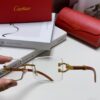 Cartier 2025 New Fashion Rimless Sunglasses with Unique Leopard Print and Woodgrain Temples, Square Frame Unisex Eyewear