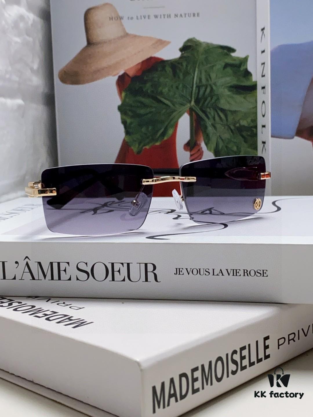 Cartier 2025 New Unisex Frameless Fashion Blue Light Blocking HD Ultra-light Lightweight Youth-style Portable Eyeglasses, Sunglasses