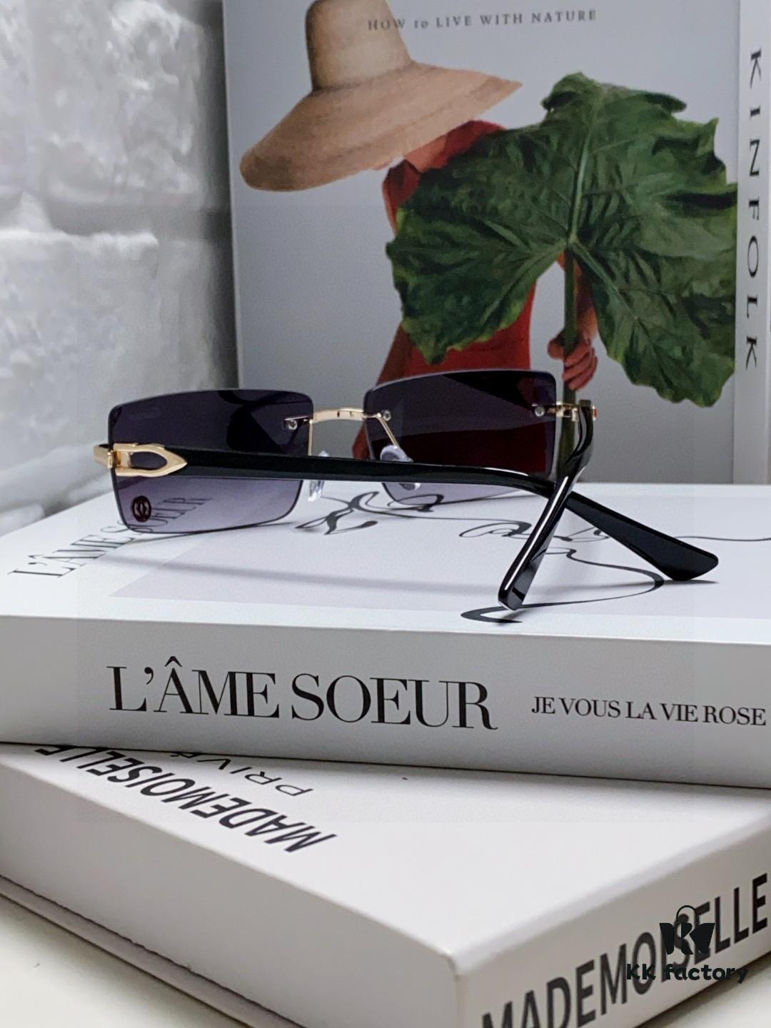 Cartier 2025 New Unisex Frameless Fashion Blue Light Blocking HD Ultra-light Lightweight Youth-style Portable Eyeglasses, Sunglasses