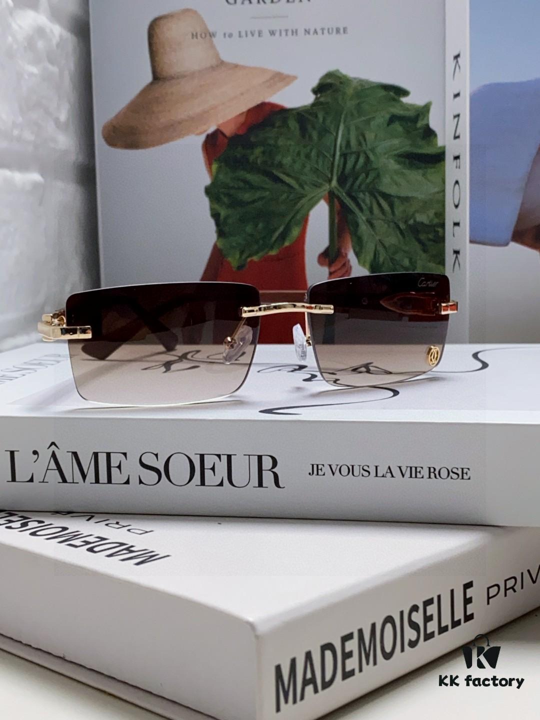 Cartier 2025 New Unisex Frameless Fashion Blue Light Blocking HD Ultra-light Youthful and Portable Eyeglasses, Sunglasses