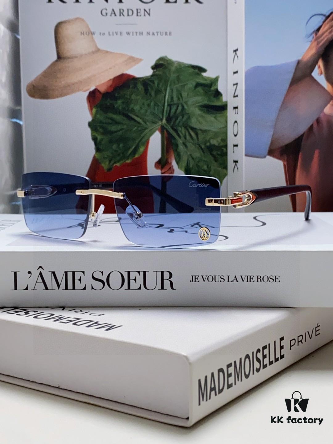 Cartier 2025 New Unisex Frameless Fashion Blue Light Blocking HD Lightweight Youth Portable Eyeglasses Sunglasses