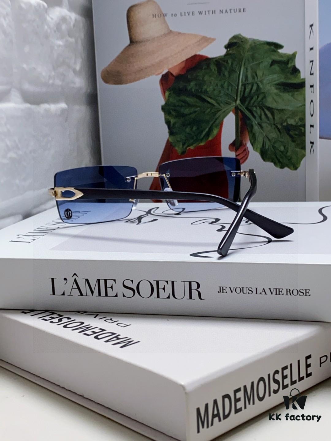 Cartier 2025 New Unisex Frameless Fashion Blue Light Blocking HD Lightweight Youth Portable Eyeglasses Sunglasses