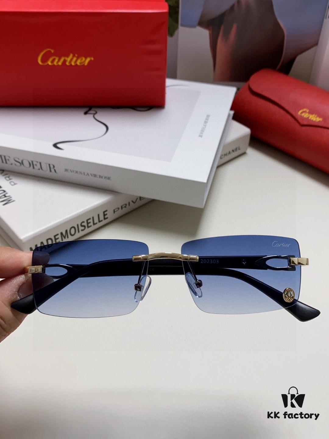 Cartier 2025 New Unisex Frameless Fashion Blue Light Blocking HD Lightweight Youth Portable Eyeglasses Sunglasses
