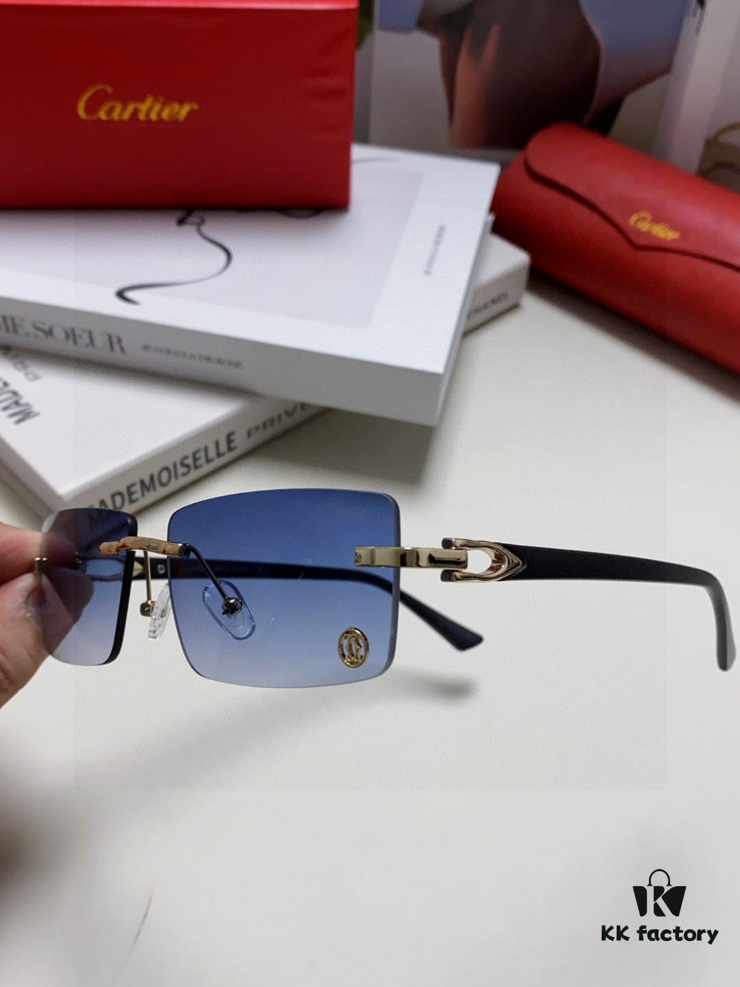 Cartier 2025 New Unisex Frameless Fashion Blue Light Blocking HD Lightweight Youth Portable Eyeglasses Sunglasses