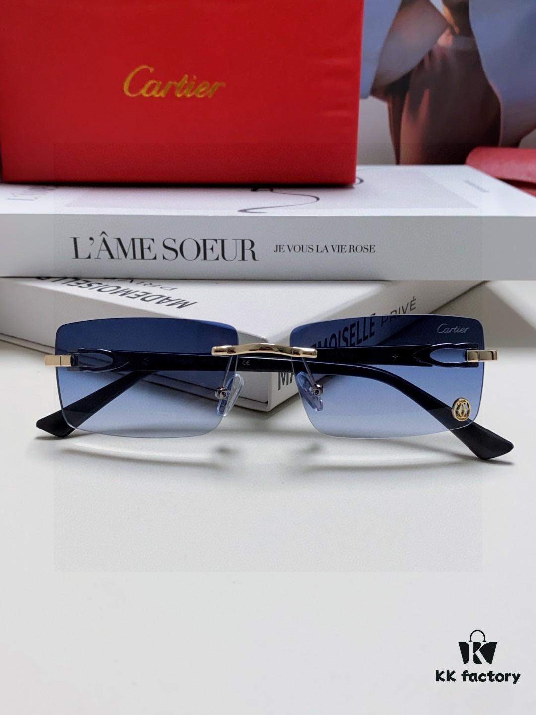 Cartier 2025 New Unisex Frameless Fashion Blue Light Blocking HD Lightweight Youth Portable Eyeglasses Sunglasses