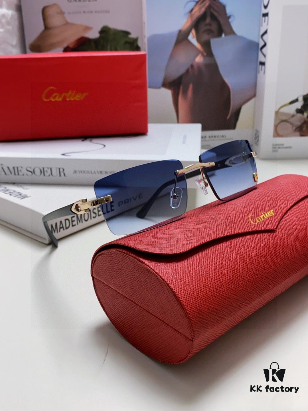 Cartier 2025 New Unisex Frameless Fashion Blue Light Blocking HD Lightweight Youth Portable Eyeglasses Sunglasses