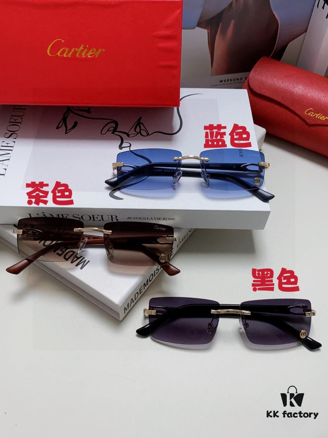 Cartier 2025 New Unisex Frameless Fashion Blue Light Blocking HD Lightweight Youth Portable Eyeglasses Sunglasses