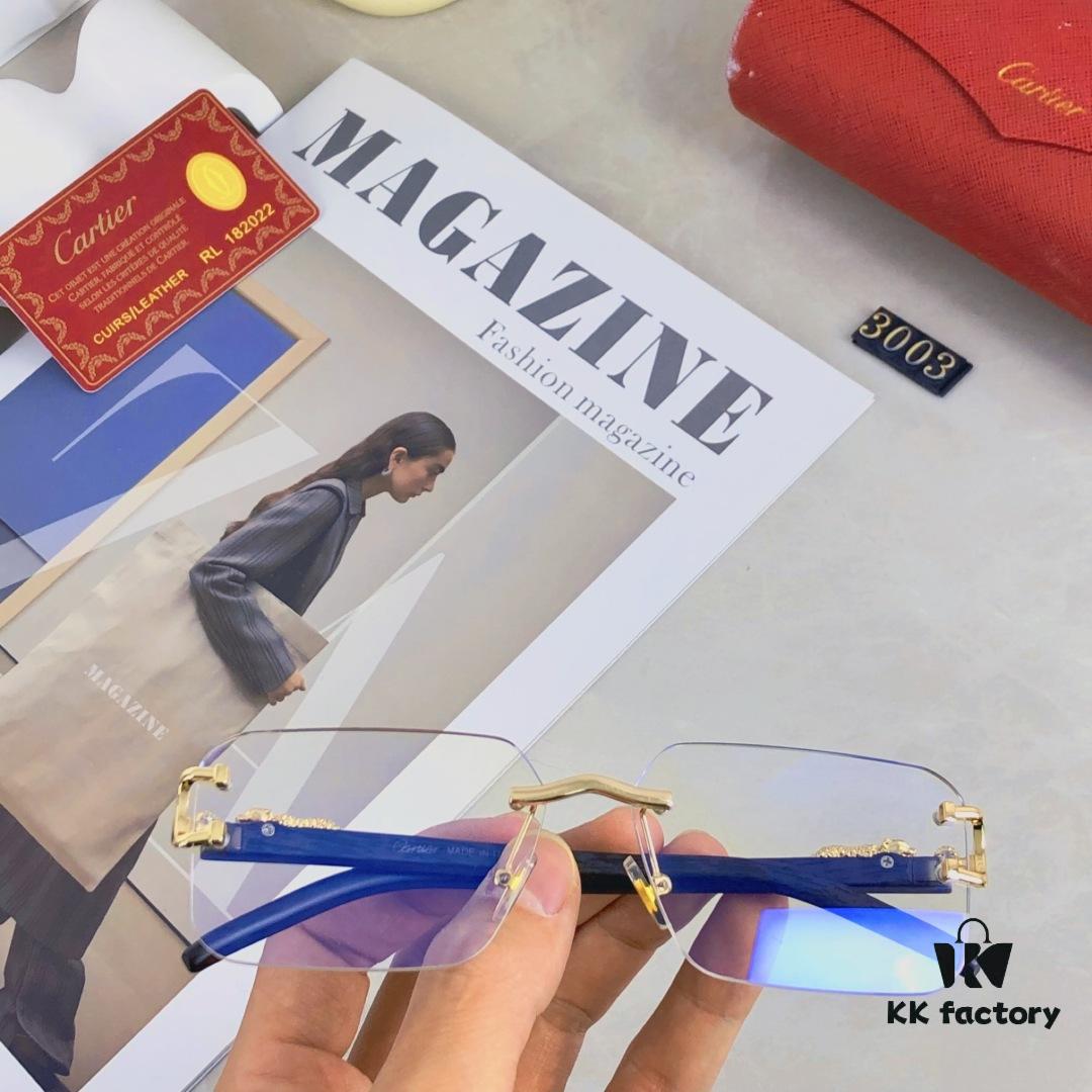 Cartier New Frameless Sunglasses with Cut-edge Design, Leopard-pattern Temples, UV Protection, Stylish Sun Glasses