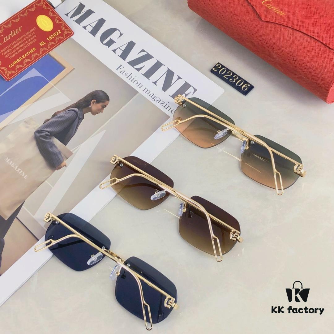 Cartier New Metal Frameless Polygonal Sunglasses for Men and Women, Popular on Instagram in Europe and America