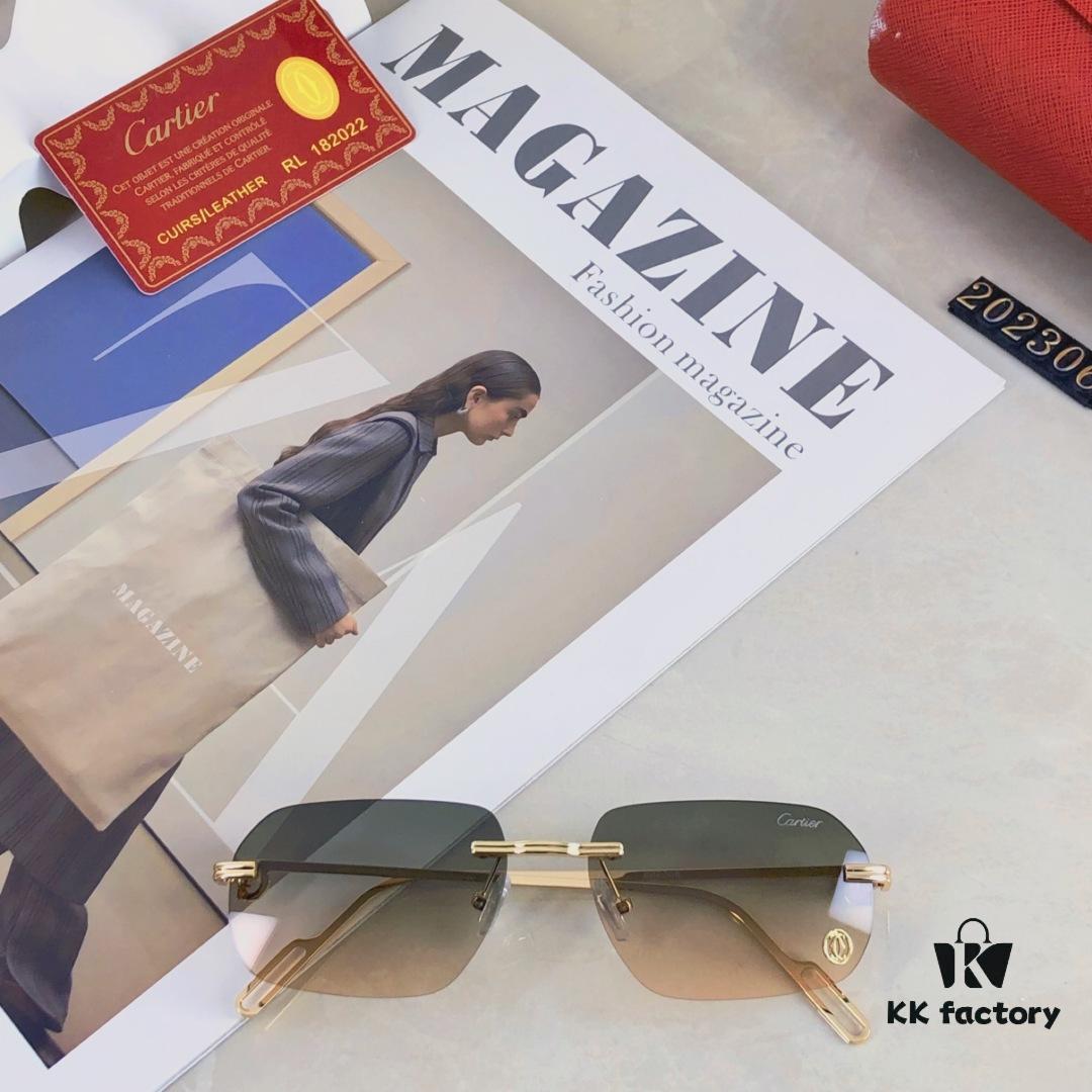 Cartier New Metal Frameless Polygonal Sunglasses for Men and Women, Popular on Instagram in Europe and America