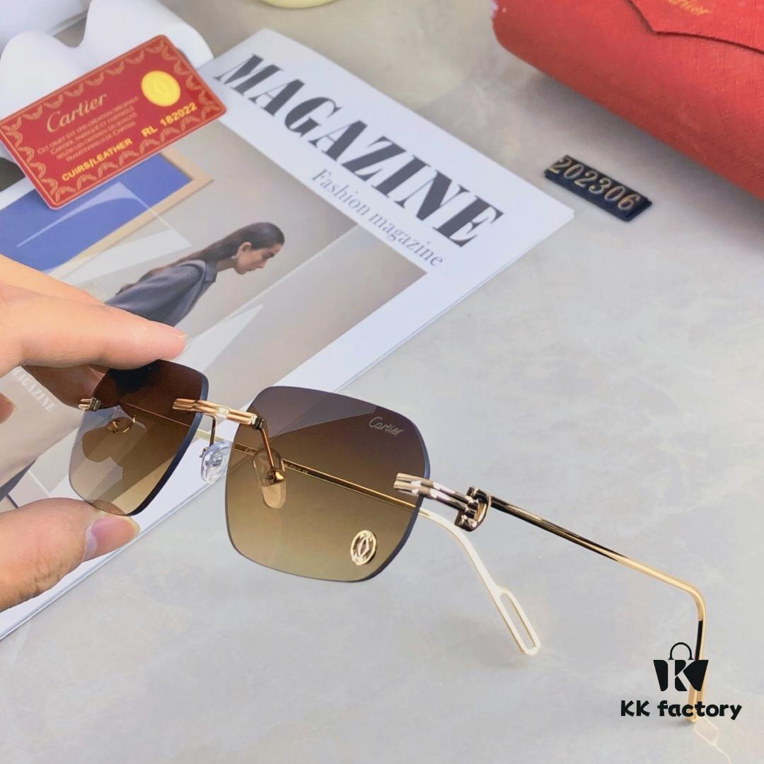 Cartier New Metal Frameless Polygonal Sunglasses for Men and Women, Popular on Instagram in Europe and America