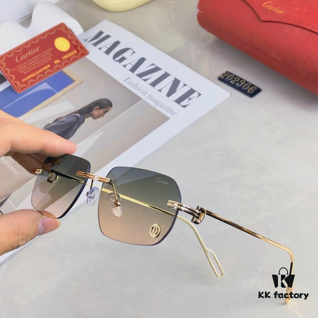 Cartier New Metal Frameless Polygonal Sunglasses for Men and Women, Popular on Instagram in Europe and America